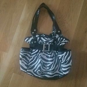 Zebra print leather purse